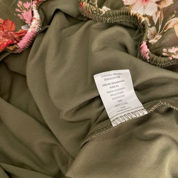 Haven & Blair Blouse Women's Small Green Metallic Floral Boho Sheer 3/4 Sleeve - Picture 11 of 11